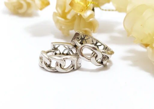 گوشواره نقره حلقه ای دو رو