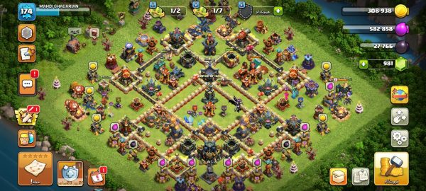 خرید اکانت مکس کلش آف کلنز تاون هال 17 لول 174 کد 01260