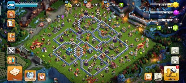 خرید اکانت مکس کلش آف کلنز تاون هال 13 لول 250 کد 00750