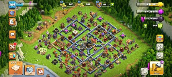 خرید اکانت مکس کلش آف کلنز تاون هال 17 لول 206 کد 92070