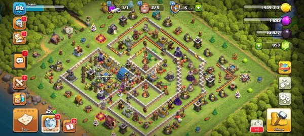 خرید اکانت مکس کلش آف کلنز تاون هال 18 لول 80 کد 37147