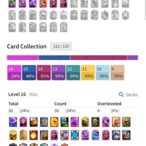 خرید اکانت  کلش رویال - خرید اکانت کلش رویال لول ۶۹ با ۳۱ کارت مکس و ۵ هیرو کد ۲۴۰۷۶