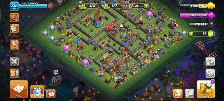 خرید اکانت مکس کلش آف کلنز تاون هال 18 لول 241 کد 49387