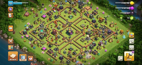 خرید اکانت مکس کلش آف کلنز تاون هال 18 لول 1 کد 79899