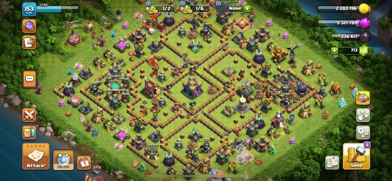 خرید اکانت مکس کلش آف کلنز تاون هال 18 لول 1 کد 79899