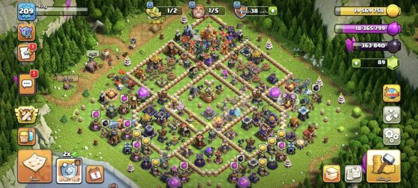 خرید اکانت مکس کلش آف کلنز تاون هال 16 لول 209 کد 70499