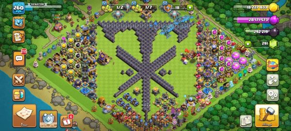 خرید اکانت مکس کلش آف کلنز تاون هال 18 لول 260 کد 43506