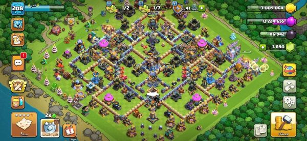 خرید اکانت مکس کلش آف کلنز تاون هال 18 لول 208 کد 28298