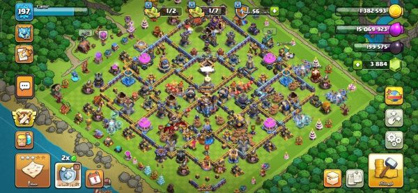 خرید اکانت مکس کلش آف کلنز تاون هال 18 لول 197 کد 93504