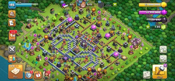 خرید اکانت مکس کلش آف کلنز تاون هال 15 لول 186 کد 62315