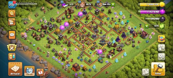 خرید اکانت مکس کلش آف کلنز تاون هال 10 لول 232 کد 96300