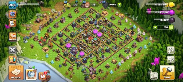 خرید اکانت مکس کلش آف کلنز تاون هال 15 لول 190 کد 44808