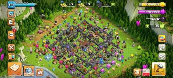 خرید اکانت مکس کلش آف کلنز تاون هال 18 لول 241 کد 78283