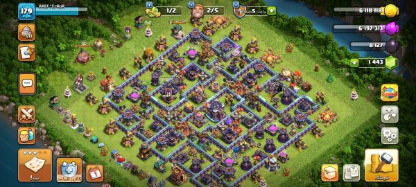 خرید اکانت مکس کلش آف کلنز تاون هال 15 لول 180 کد 97649