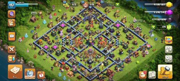 خرید اکانت مکس کلش آف کلنز تاون هال 14 لول 182 کد 90935