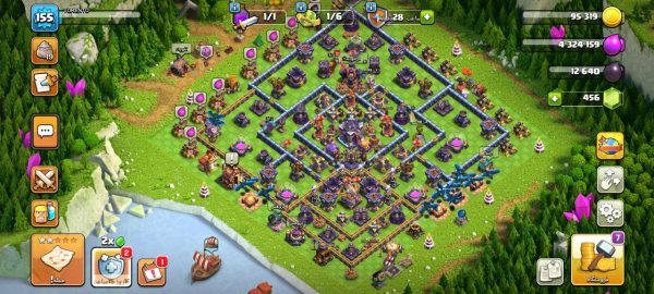 خرید اکانت مکس کلش آف کلنز تاون هال 15 لول 155 کد 92842