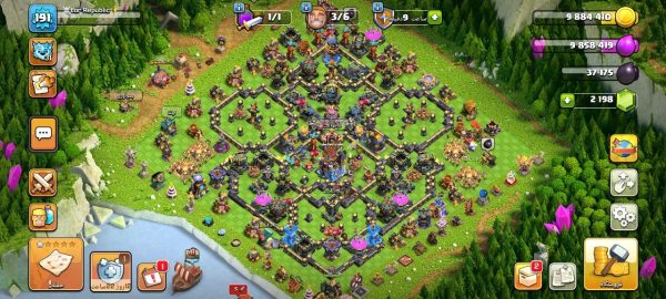 خرید اکانت مکس کلش آف کلنز تاون هال 18 لول 191 کد 69095