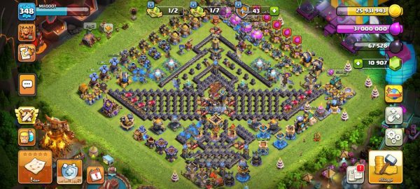 خرید اکانت مکس کلش آف کلنز تاون هال 18 لول 348 کد 69624