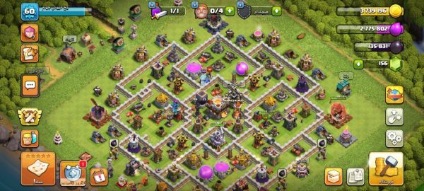 خرید اکانت مکس کلش آف کلنز تاون هال 11 لول 60 کد 38056