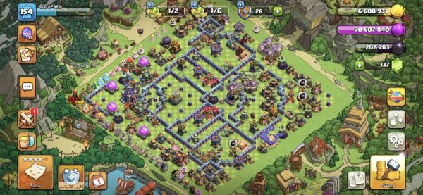خرید اکانت مکس کلش آف کلنز تاون هال 15 لول 156 کد 82807