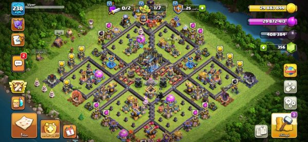 خرید اکانت مکس کلش آف کلنز تاون هال 18 لول 238 کد 49120