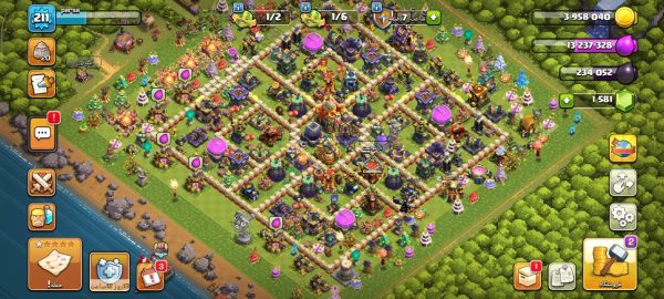 خرید اکانت مکس کلش آف کلنز تاون هال 16 لول 211 کد 99998