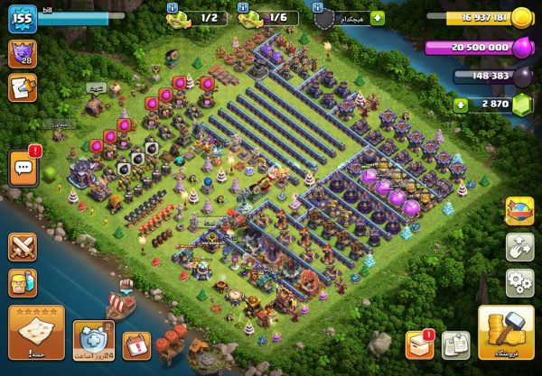 خرید اکانت مکس کلش آف کلنز تاون هال 15 لول 155 کد 90627