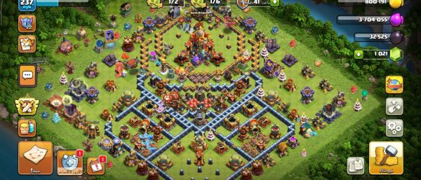 خرید اکانت مکس کلش آف کلنز تاون هال 16 لول 237 کد 81010