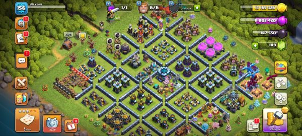 خرید اکانت مکس کلش آف کلنز تاون هال 13 لول 156 کد 86168