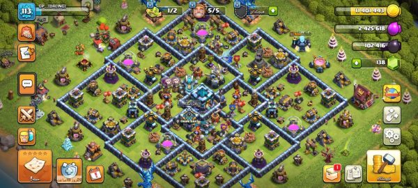 خرید اکانت مکس کلش آف کلنز تاون هال 13 لول 113 کد 84602