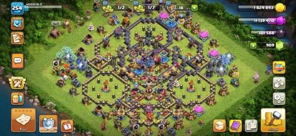 خرید اکانت مکس کلش آف کلنز تاون هال 18 لول 254 کد 64706