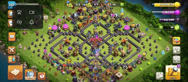 خرید اکانت مکس کلش آف کلنز تاون هال 18 لول 232 کد 84528