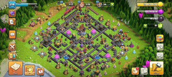 خرید اکانت مکس کلش آف کلنز تاون هال 18 لول 214 کد 05286