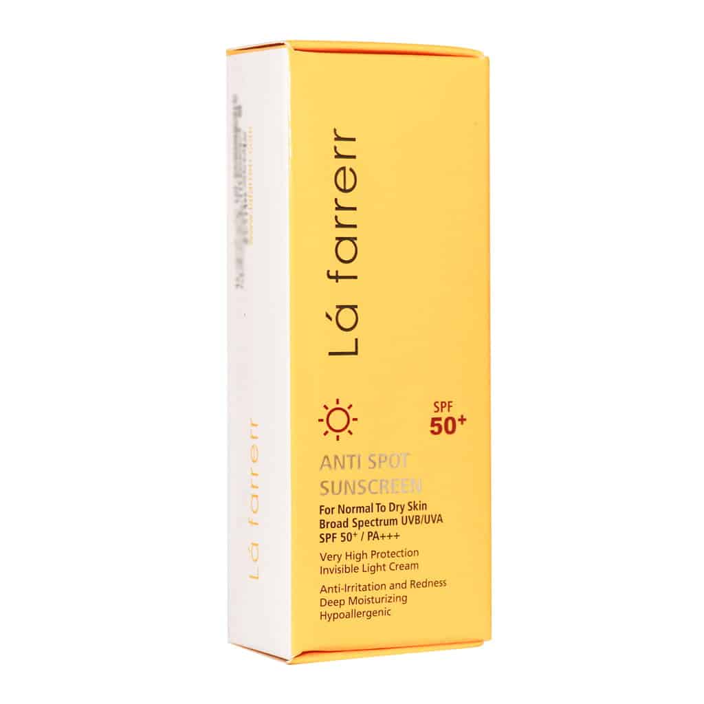 کرم ضد آفتاب و ضد لک SPF50 لافارر مخصوص پوست خشک و معمولی (بیرنگ - ۴۰ میلیلیتر)