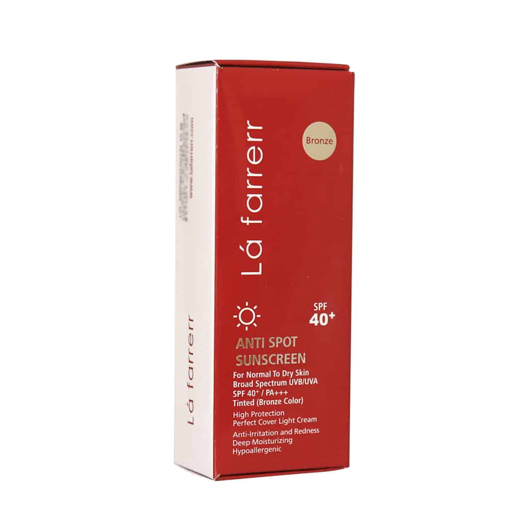 کرم ضد آفتاب و ضد لک SPF40 لافارر مخصوص پوست خشک و معمولی رنگی